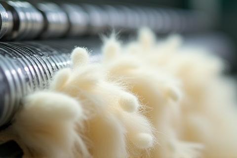 Image showing carding machinery processing wool fibers
