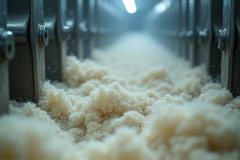 Image showing raw wool being washed in industrial machinery