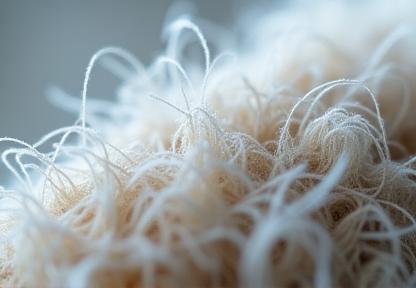 Close up image of wool fiber measuring